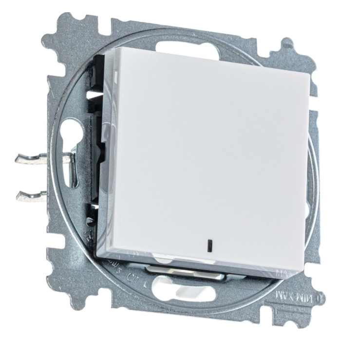 Выключатель одноклавишный ABB LEVIT с подсветкой, белый // ледяной, 2CHH590646A6001