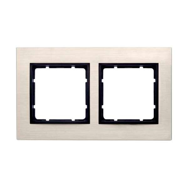 Рамка 2 поста Berker B.7, горизонтальная, нержавеющая сталь, 10223406