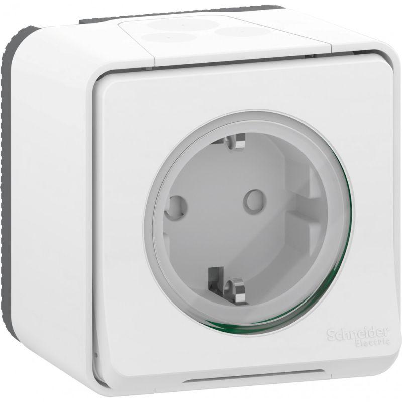 Розетка  ОП Mureva Styl 16А IP55 с заземлением винт. клеммы белый SchE MUR39206