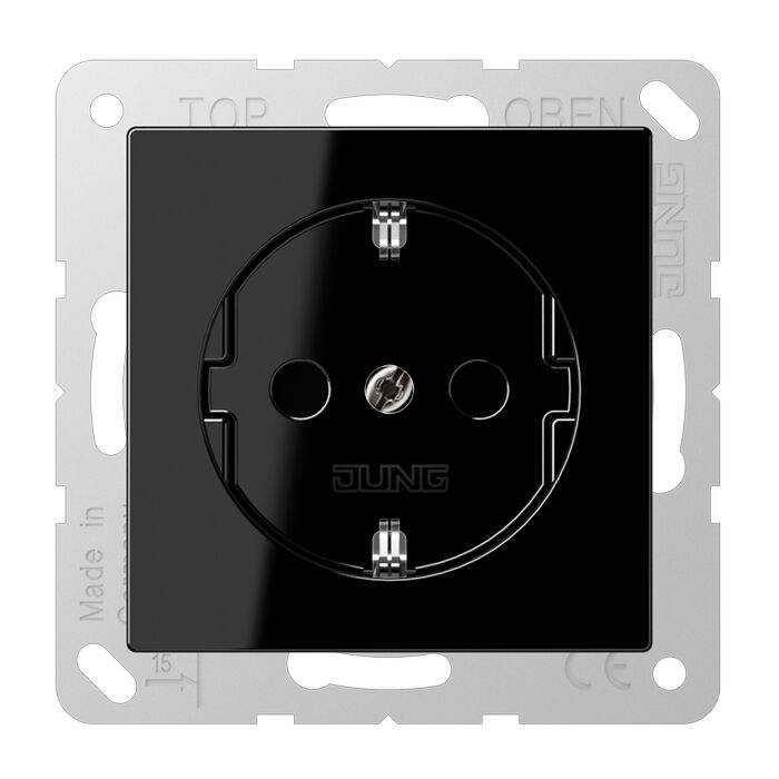 Розетка Jung A 500, скрытый монтаж, с заземлением, черный, A520SW