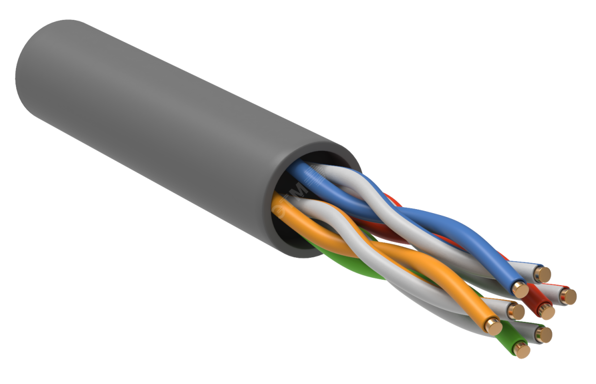 Витая пара U/UTP кат.5E 4х2х24AWG solid LSZH серый 100м
