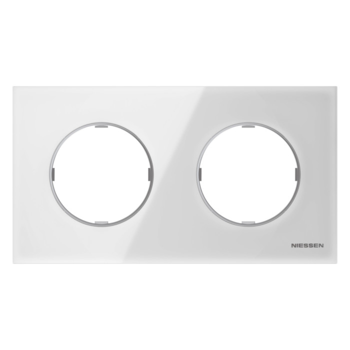 Рамка 2 поста ABB SKY MOON, белое стекло, 2CLA867200A3001