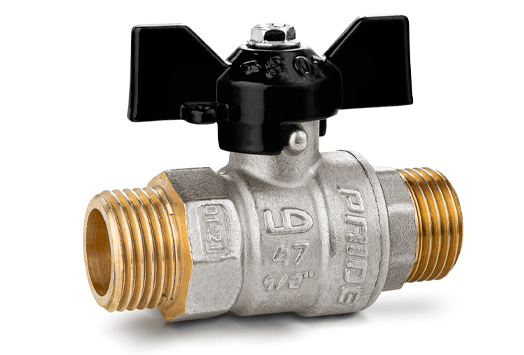 Кран шаровый латунный никелированный 11б27п1 Ду20 Ру40 (3/4) НР/НР бабочка