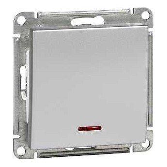 Выключатель одноклавишный Schneider Electric W59 с подсветкой, хром матовый, VS110-153-5-86