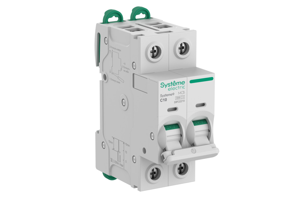 Systeme Electric Systeme9 Автоматический выключатель (АВ) C 10A 2P 6kA 400В