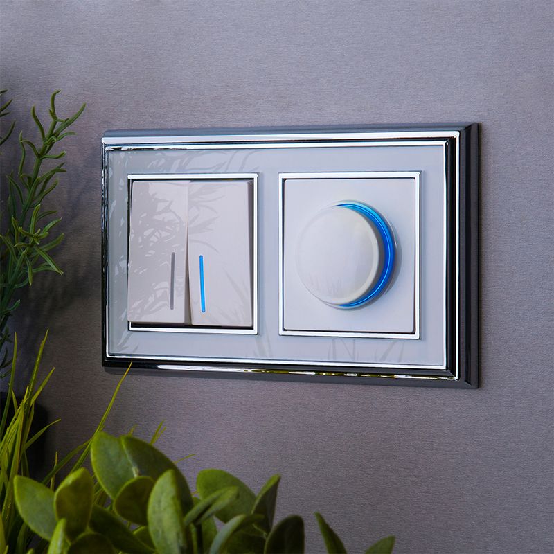 Выключатель двухклавишный проходной с подсветкой (белый) W1122101