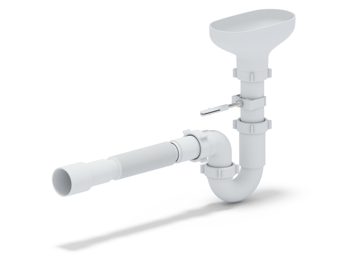 Сифон для мойки АНИ 1 1/2 x 40 прямоточный с разрывом струи с гибкой трубой 40х40/50