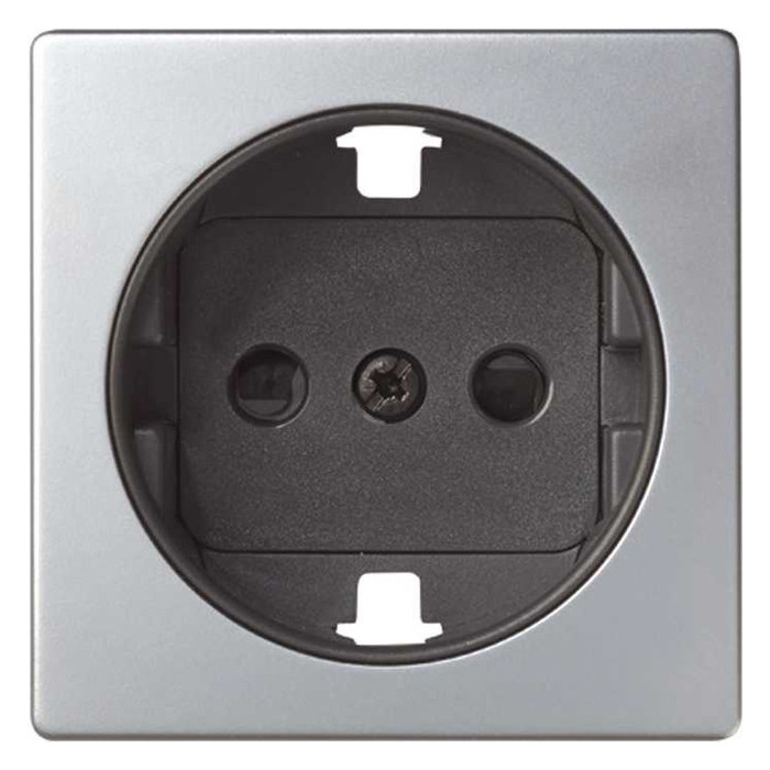 Накладка на розетку Simon SIMON 82, скрытый монтаж, с заземлением, со шторками, алюминий, 82041-33