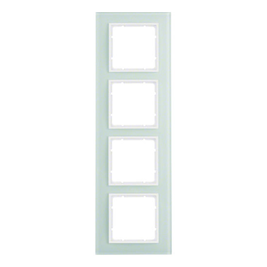 Рамка 4 поста Berker B.7, белое стекло, 10146909