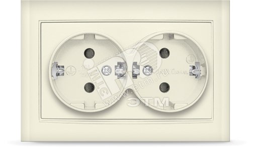 Розетка Бриллиант двойная с заземлением слоновая кость