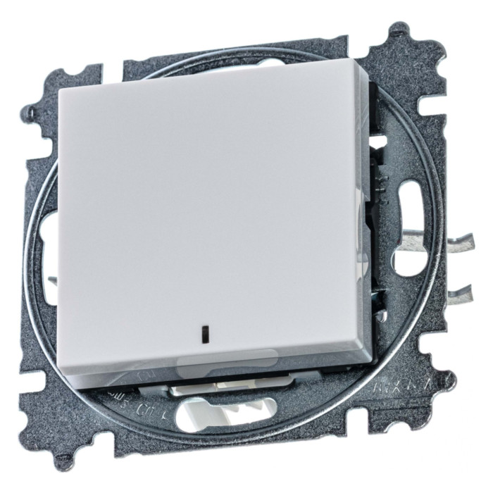 Выключатель одноклавишный ABB LEVIT с подсветкой, белый // ледяной, 2CHH590646A6001