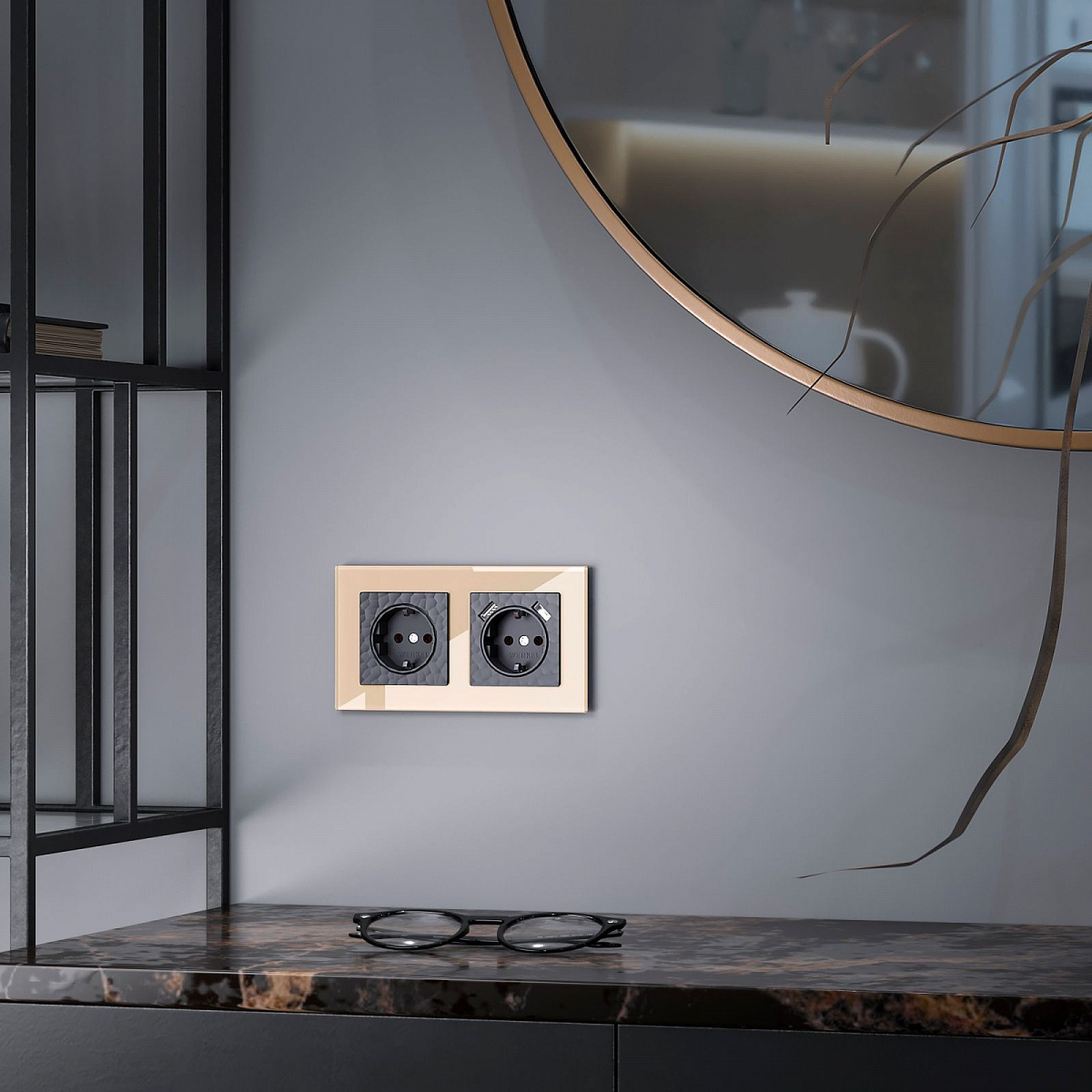 Рамка из стекла на 2 поста Favorit шампань W0021111