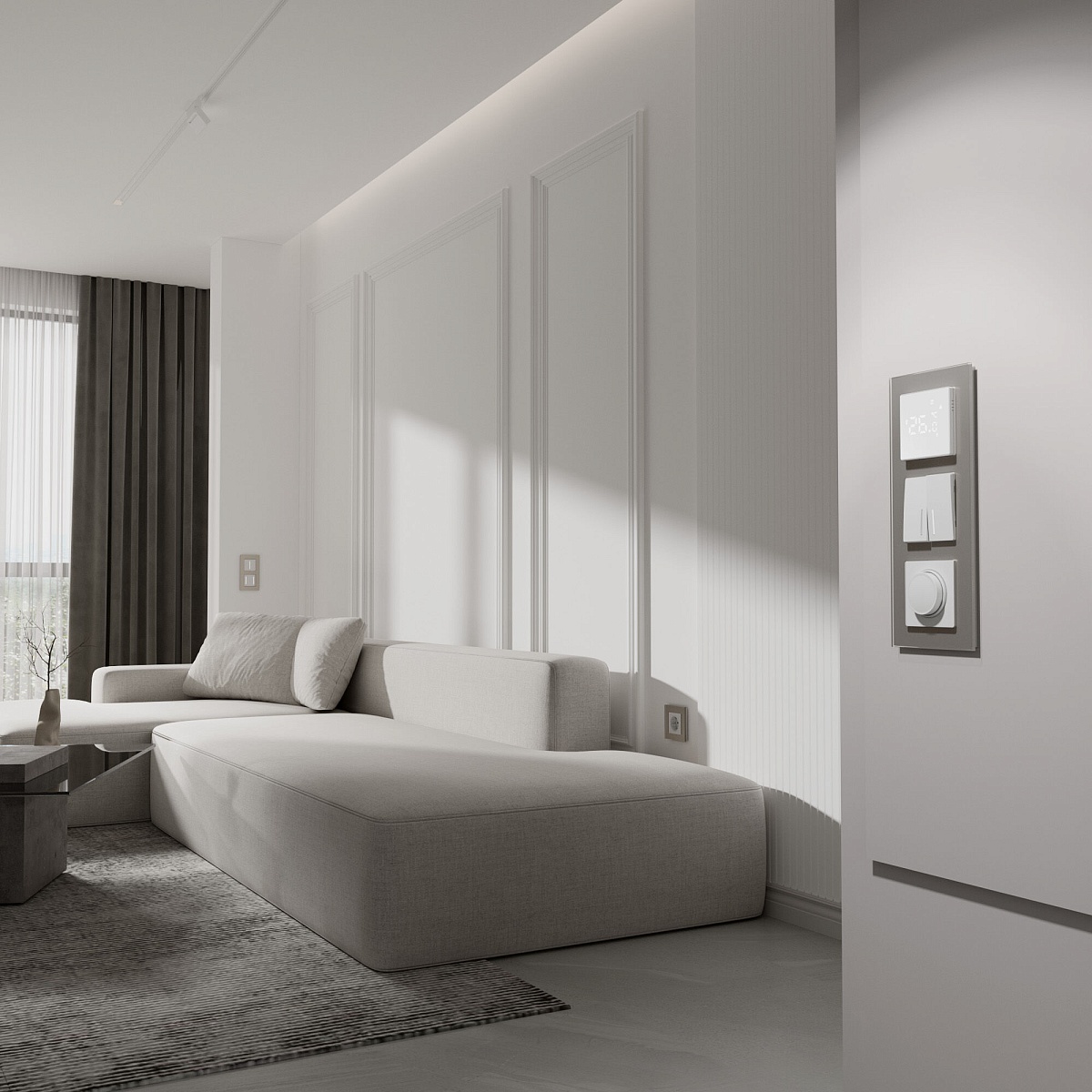 Рамка из стекла на 3 пост Senso дымчатый soft-touch W0033117