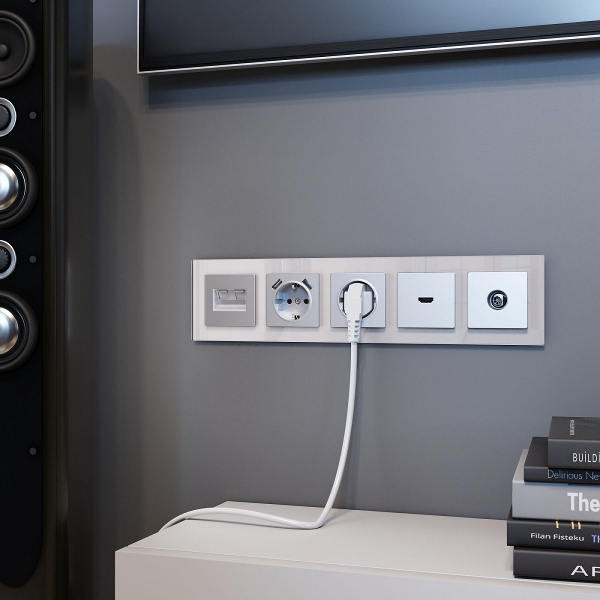 Рамка из стекла на 5 постов Favorit дымчатый W0051117