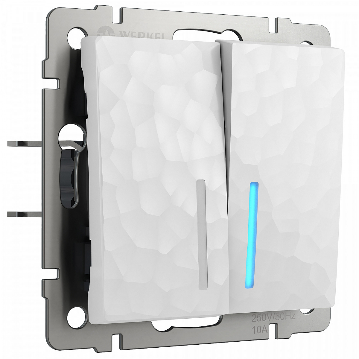 Выключатель двухклавишный с подсветкой белый W1220101