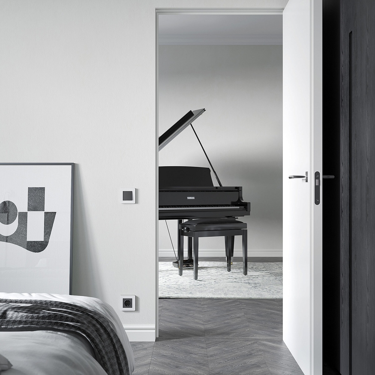 W0013068/ Рамка на 1 пост Split (белый/черный, soft-touch) W0013068