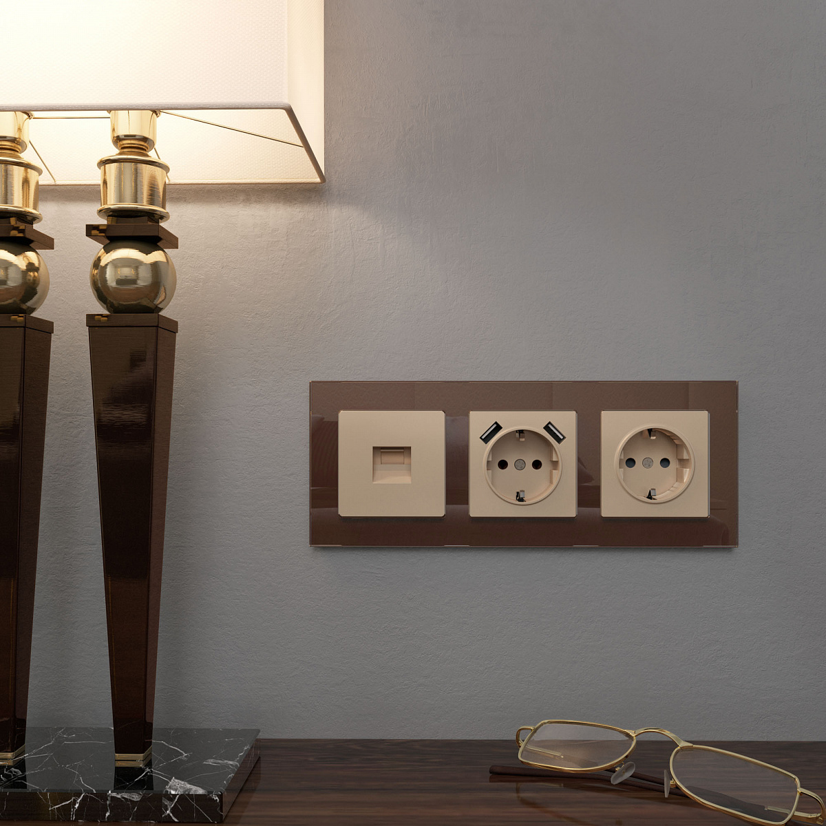 Накладка для телефонной розетки RJ-11 шампань W1192011