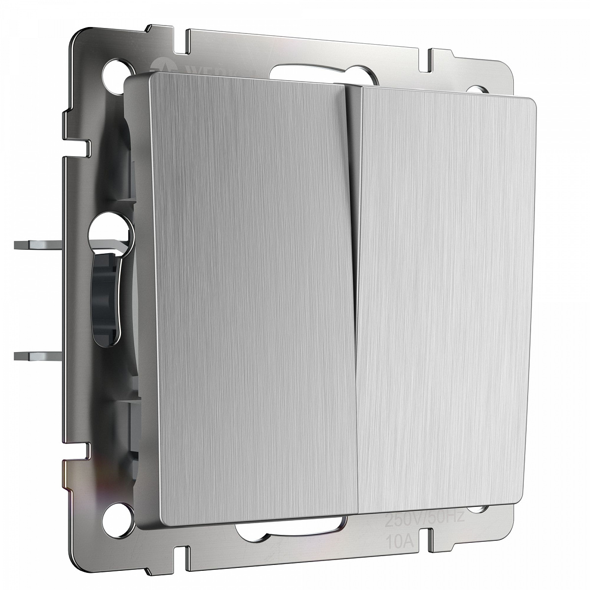 Выключатель двухклавишный (cеребряный рифленый) W1120009