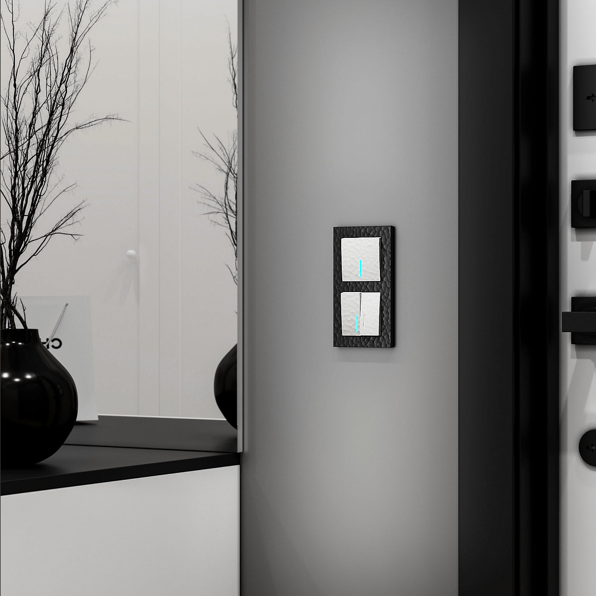 Выключатель двухклавишный с подсветкой белый W1220101