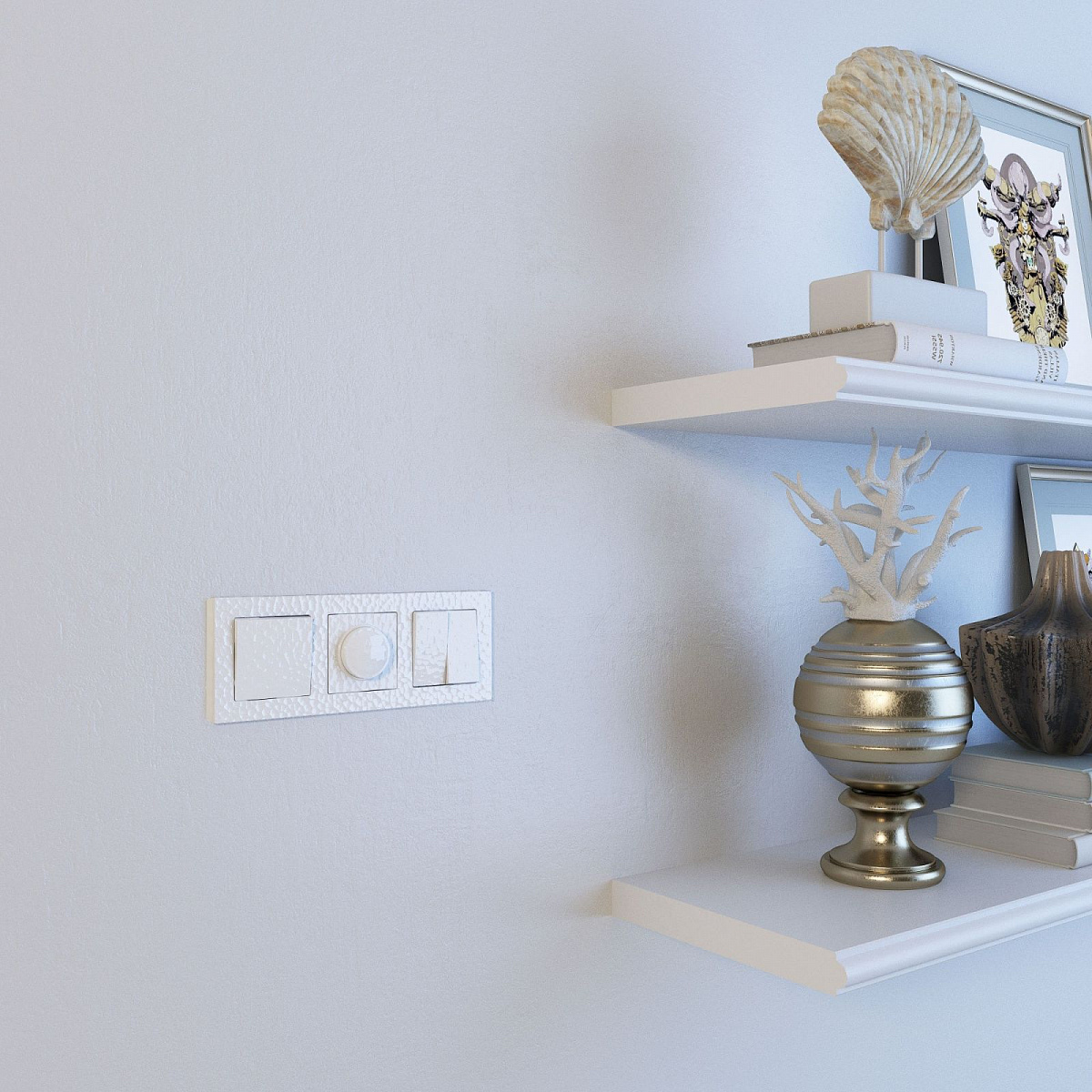 Выключатель двухклавишный проходной белый W1222001