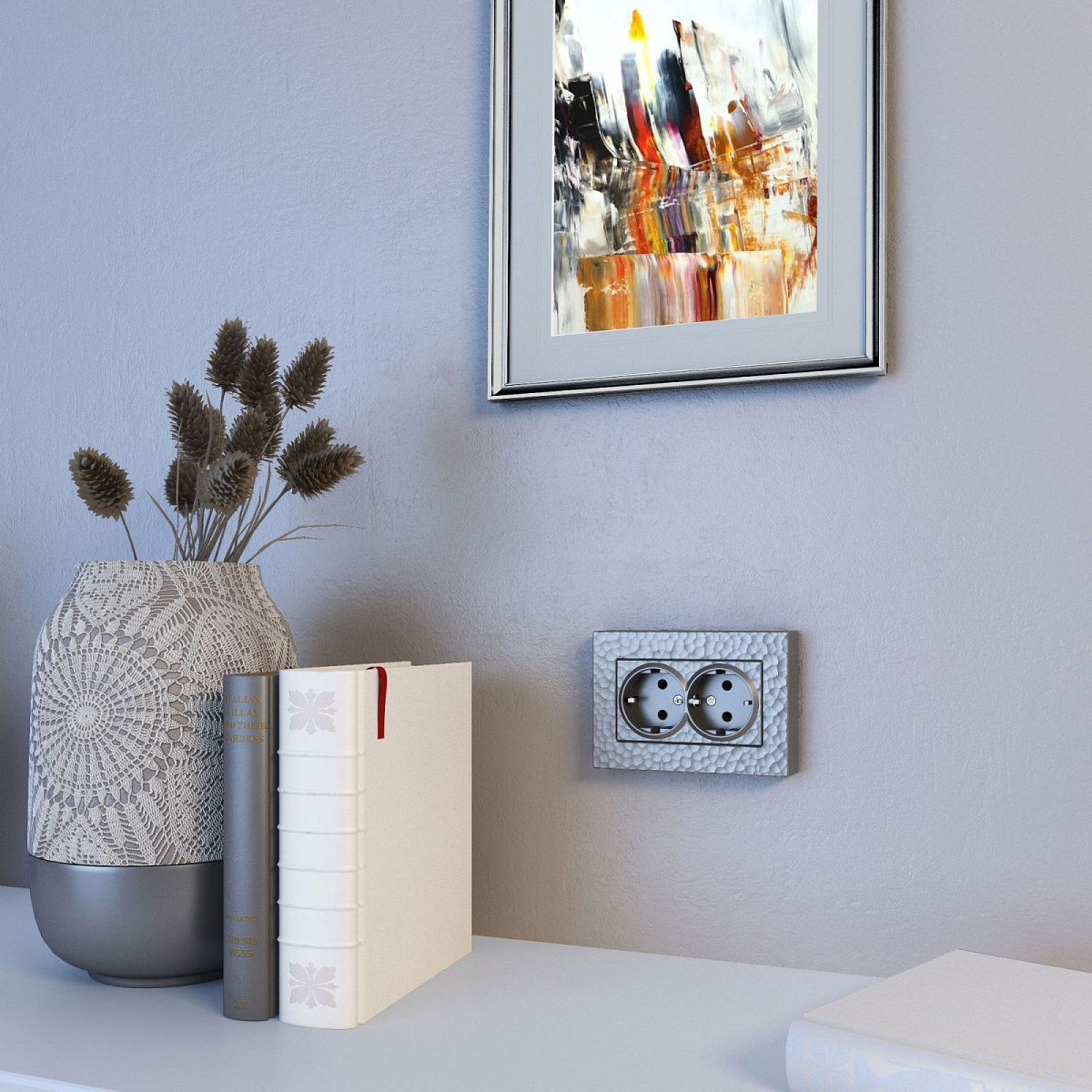 Розетка двойная с заземлением серебряный W1272006